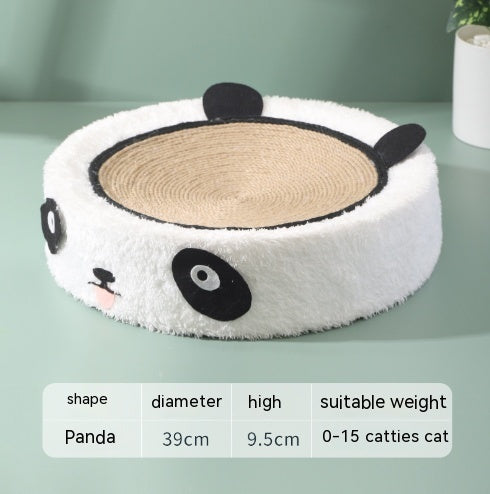 パンダモチーフの猫用ラウンド爪とぎベッド