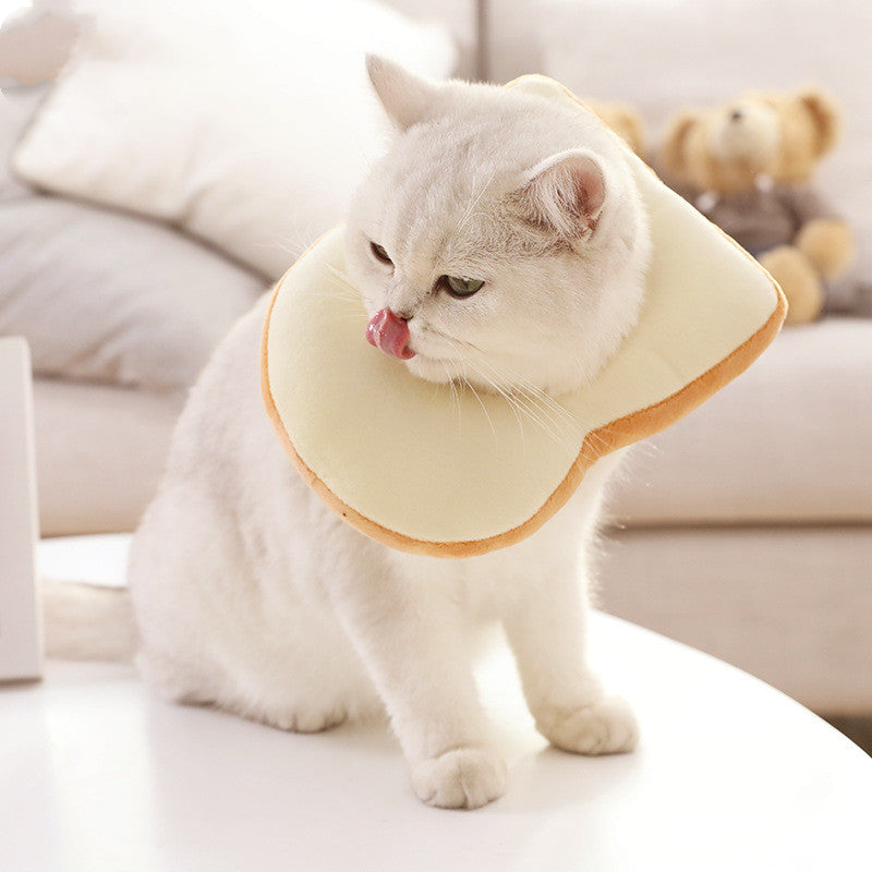 トースト型ペット用クッションスヌードを着けた猫